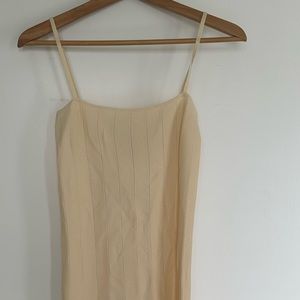 Cream Pleated Midi Dress